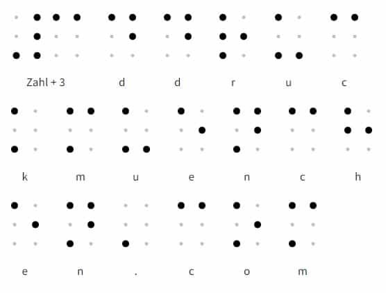 Beispiel einer Braille-Schrift